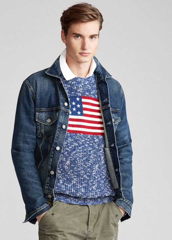 Sueter Polo Ralph Lauren Hombre Azules - Flag Marled Cotton - VSJXP0235